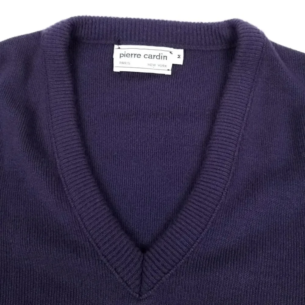 VINTAGE Pierre Cardin Luxe Orlon Purple V-Neck Sweater Old Money Quiet Luxury